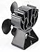 Boone Hearth Heat Powered 4 Black Blade Stove Fan From for Wood Stoves, FREE Stove Thermometer Included
