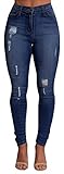 Ermonn Women High Waist Skinny Ripped Boyfriend Jeans Trousers