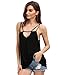 ROMWE Women's Loose Tank Top Casual Tee Shirt Backless Sexy Cami Top Black L