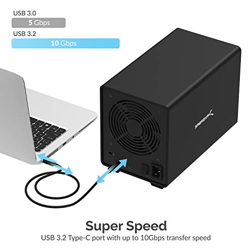 SABRENT 5-Bay USB 3.2 Gen 2 SATA Docking Station for 3.5” HDD/SSD, 10Gbps USB-C DAS, Tray-Less Hot-Swap, Aluminum Enclosure with 120mm Cooling Fan, Individual Power Switches, No RAID (DS-SC5B)
