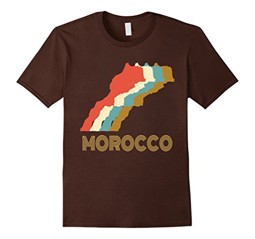 Men's Vintage Morocco T-shirt, I Love Maroc Map Shirt Large Brown