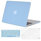 MOSISO Case Only Compatible with Older Version MacBook Pro 15 inch Model A1398 with Retina Display (2015 - end 2012 Release), Plastic Hard Shell & Keyboard Cover & Screen Protector, Airy Blue