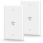VCE CAT6 Ethernet Wall Plate (UL Listed) White 2-Pack | UL Listed for Safety, 1000Mbps Keystone Coupler Female to Female, PoE Support