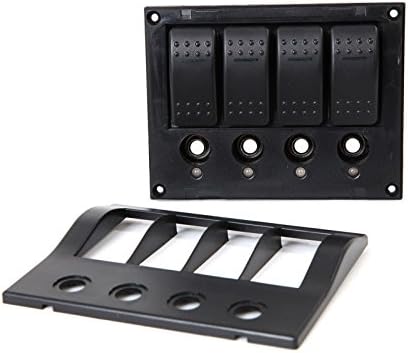 TOTAL MARINE Pactrade Boat RV 4 Gang Waterproof Rocker Switch Panel with LED Indicator and Breakers