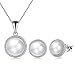 EVERU Pearl Jewelry Set Sterling Silver with AAAA Freshwater Cultured Pearls Stud Earrings and Necklace Sets for Women