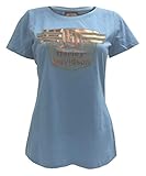 Harley-Davidson Women's Vintage Foil Script Short Sleeve Tee, Light Blue (M)
