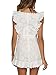 Fashiomo Women's Lace Floral Hollow Out Mini Dress Ruffle Tie Waist Summer Dress White,M