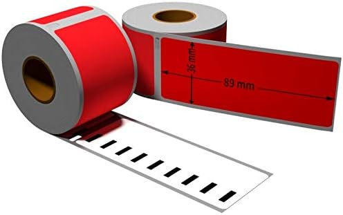 1x Label Compatible with The Dymo 99012 36 x 89 mm 260 Labels per roll red