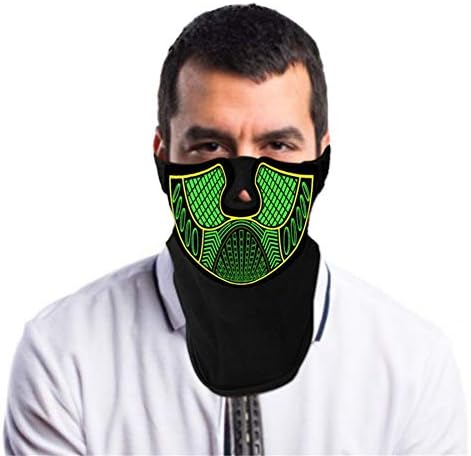 Bokze LED Light Up Mask Sound Music Activated Half Face Covered Halloween Dance Party Mask for Adults(Not Include Battery)