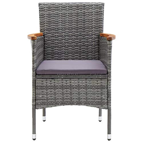 Tidyard Garten Essstühle 4 STK. Gartenstühle Gartensessel Stuhl Sessel Balkonstuhl Gartenmöbel Stühle Gartenstühle Terrasse Balkonstühle Poly Rattan Grau – Bild 8