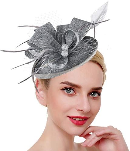 Fascinators for Women Tea Party Hat Kentucky Derby Hat and Flower Mesh Hair Clip and Headband