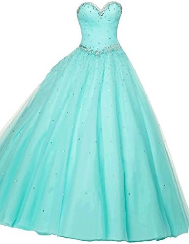 Women's A-Line Sweetheart Floor-Length Lace-up Tulle Quinceanera Dresses