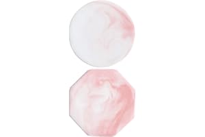 PACKOVE Heat Resistant Marble Pattern Wax Seal Plates 2pcs Set with Pink Round Octagon Coasters for Home