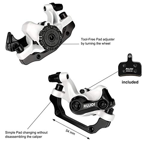 RUJOI Bike Disc Brake Kit, Aluminum Front and Rear Caliper, Full Aluminum Alloy Bicycle Brake Lever, 160mm Rotor, Mechanic Tool-Free Pad Adjuster for Road Bike, Mountain Bike