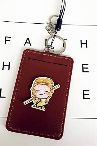 Animal Cartoon Giraffe Square Pickup Sets Bus Card Sets Key Chain Campus Meal Card Sets Bank Card Holder (Brown Bottom Wukong