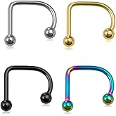Zynova 4Pcs 16G Stainless Steel C-Shaped Lip Rings for Women Men 10mm Hoop Lip Monroe Labret Piercing Barbell Studs Medusa Piercing Jewelry