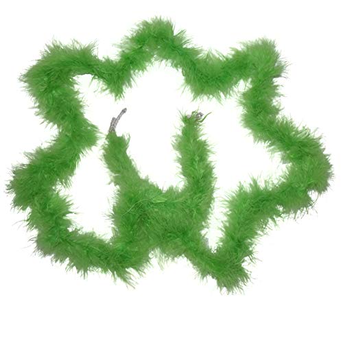 AMIZOB Pack of 2yards Natural Bleached Dyed Turkey Feathers Boa Scarf Plumes Wedding Centerpieces Home Decoration (Green)