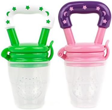 Baby teething pacifier &amp; Baby fruit feeder Infant Fruit Nibbler Food Grade Silicon &amp; Choke Free FDA APPROVED Baby Feeder(2 PACK)