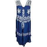 Mogul Interior Hester Women Umbrella Sundress Embroidered Back Cut Out Flare Hem Beach Cover up Dress L-XL