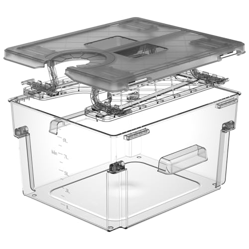 Sous Vide Container with Lid and Built-in Grill Double Opening Design Allows 11L Grey Sous Vide for Most Sous Vide