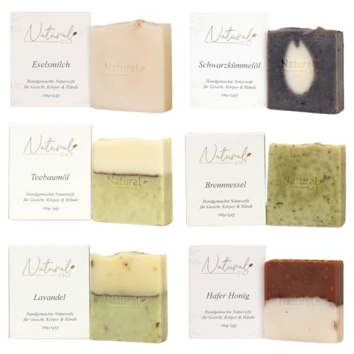 6x Natural Cilt Seife - Geschenkset - 100% Naturseife - ohne bedenkliche Inhaltsstoffe - Zertifiziert - Handgemacht - Duschseife für alle Hauttypen -