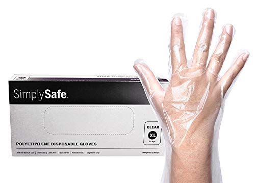 SimplySafe Poly Food Service Disposable Gloves, Translucent, 500 per Box/20 Boxes per case, Extra Large, Case of 10,000