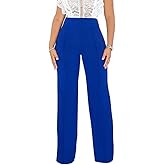 Women Stretchy Straight Leg Dress Pants Comfy Solid Classic High Waisted Wide Leg Long Bootcut Pant Slacks Work Office
