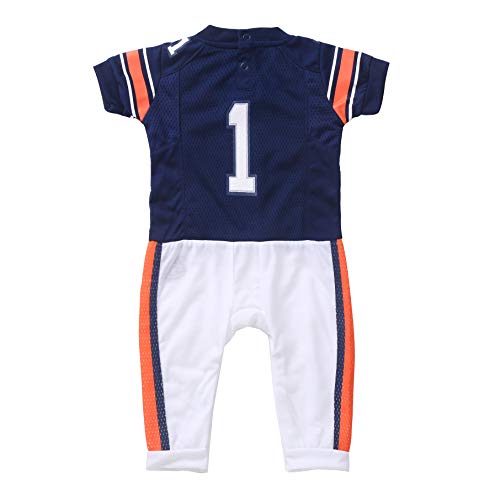 FAST ASLEEP NCAA Auburn Tigers Boys Infant Football Uniform Pajamas, 12-18 Months, Navy/White