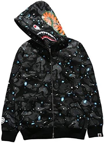 UOREHM Bape Ape Shark Camo Men Women Hoodie Fashion Casual Teenage Adult Sweater Full Zipper Jacket