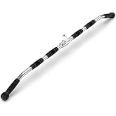 LAT Bar Cable Attachment with Rubber Handgrips, Deluxe Heavy Duty Solid Curl Bar Revolving Hanger Home Gym Cable Attachments