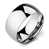INBLUE Men,Women's Wide 10mm Stainless Steel Band Ring Silver Tone Polished Wedding Size9