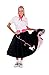 Hip Hop 50's Shop 1950s Adult 4 Piece Poodle Skirt Costume Outfit for Women with Accessories (glasses, socks, scarf) (XLarge/XXLarge, Black w/Pink)