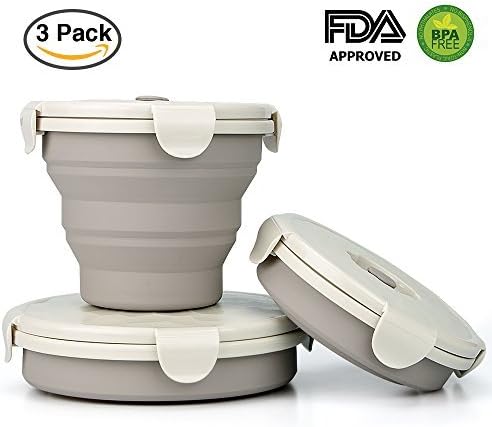 Collapsible Stackable Food Storage Containers With Lids- Foldable Bowl Lunch Bento Box Food Prep Containers Kitchen, BPA Free, Microwave, Dishwasher and Freezer Safe