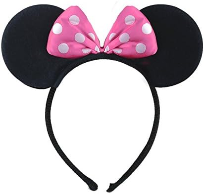 AP003 MINNIE MINI MOUSE EARS HEADBAND Fancy Dress Disney Spotted Bow Ladies Kids Girls