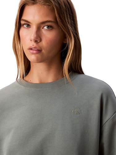Donna Felpa Archive Logo French Terry Girocollo, Grigio (Autumn Green), M