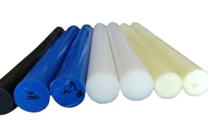DRINCOSHOW Dia 5-300MM PA6 Nylon Round Rod Stick Bar Stock White Black Blue Pack of 330MM/13" (Black 15mm)
