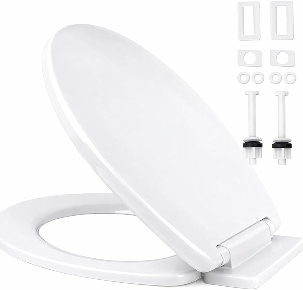 RAM White Soft Close Toilet Seat with Quick Release Hinges Adjustable O Shape