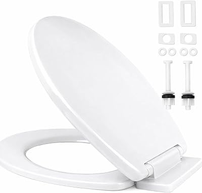 RAM White Soft Close Toilet Seat with Quick Release Hinges Adjustable O Shape