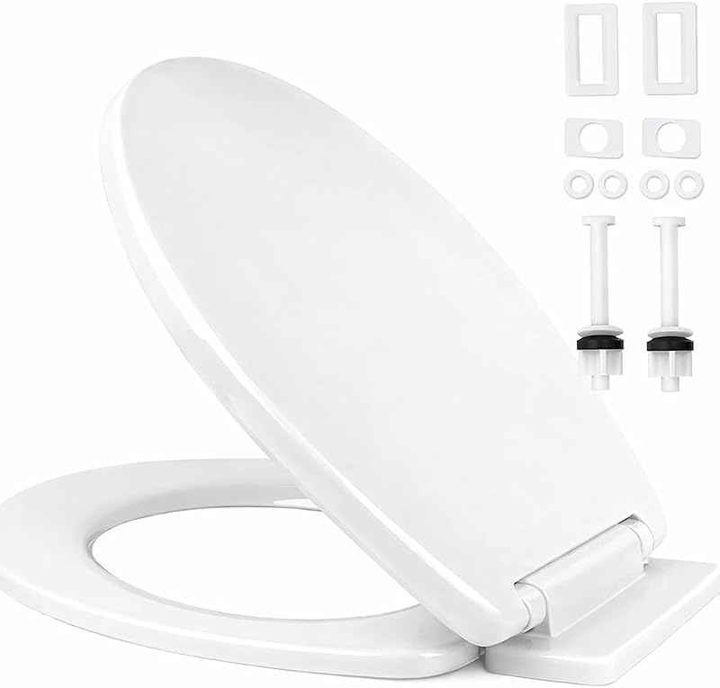 RAM White Soft Close Toilet Seat with Quick Release Hinges Adjustable O Shape