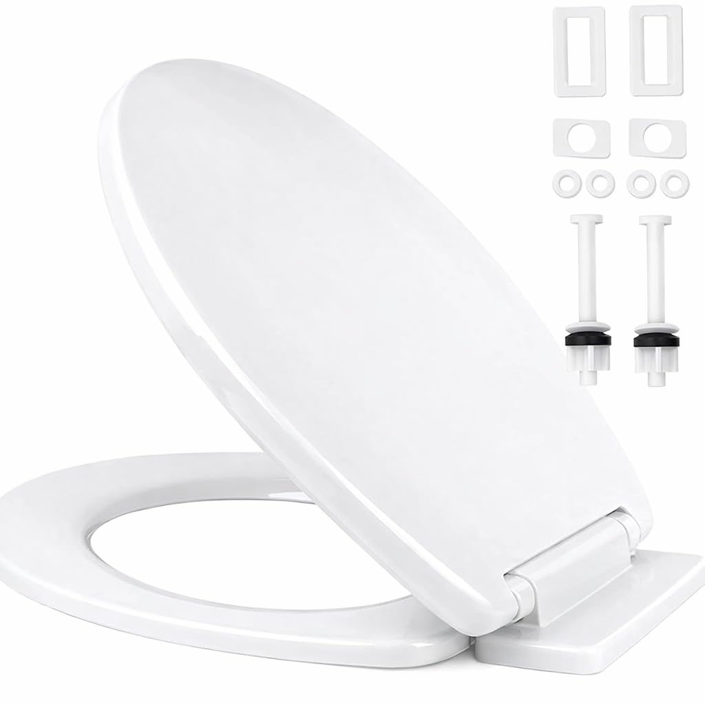 Ram® White Soft Close Toilet Seat with Quick Release for Easy Clean Loo Toilet Seat with Adjustable Hinges Standard O Shape Toilet Seat