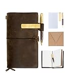 Premium Real Leather Journal for Men & Women to Write in. Refillable Genuine Handmade Leather Bound Antique Notebook Perfect for Journaling, Business, Notes, Recipes, Sketchbook. Excellent Gift Idea