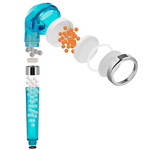 Ionic Filtration Hand Held Shower Head, High Pressure Water Saving Showerhead Anion Energy Ball Filter Spray, Include Adjustable Shower Arm Mount and Stainless Steel Long Hose Combo, Chrome Finish