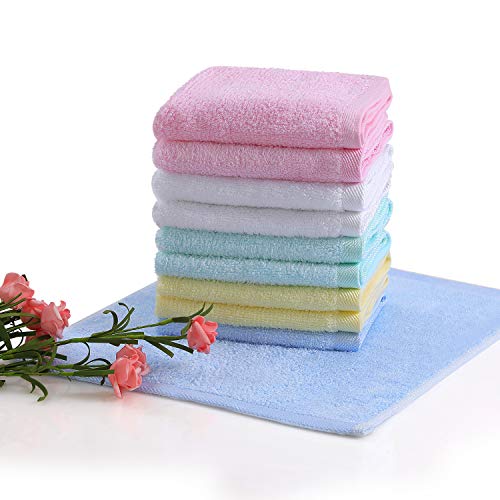 Yoofoss Washcloths Bamboo Face Towel Hand Cloth Set 10-Pack for Bathroom-Hotel-Spa-Kitchen Multi-Purpose, Ultra Soft, Absorbent, 12" x 12"
