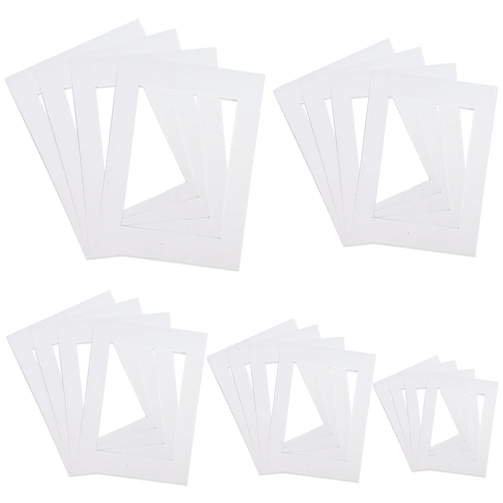 20-Pack Universal Picture Mount Set ，Assorted 5 Size White Mat Boards ，Perfect Enhancements for Framed Photos, Art Prints, Paintings & Wall Displays