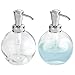 mDesign Round Glass Refillable Liquid Soap Dispenser Pump Bottle for Bathroom Vanity Countertop, Kitchen Sink - Holds Hand Soap, Dish Soap, Hand Sanitizer, Essential Oils - 2 Pack - Clear/Chrome