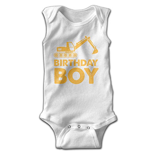 2nd Birthday Bulldozer Girl Boy Clothing Sleeveless One-Piece Tank Shortie Romper White