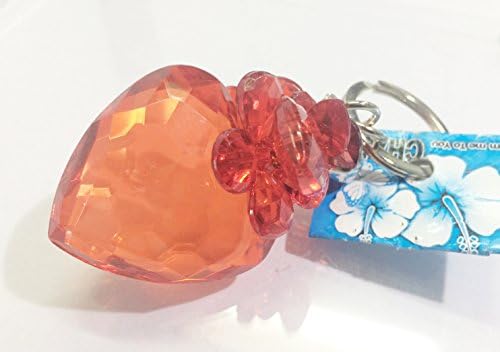 Keychains Acrylic heart and Flower style Red color Handmade