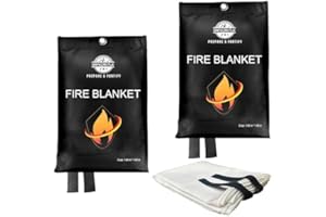 SAFECASTLE Emergency Fire Blanket 59"x59" Large Size, 2 Pack Fire Retardant Blanket with Fireproof Tabs for Home, Warehouse, Outdoor, Office, Car and Camping Fire Protection Survival Safety