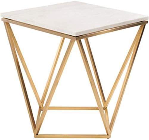 Bliss Decor Craft Handicraft Iron & Marble Side Table BLE_40001_Gold Color_Size_33 X 33 X 47 cm.