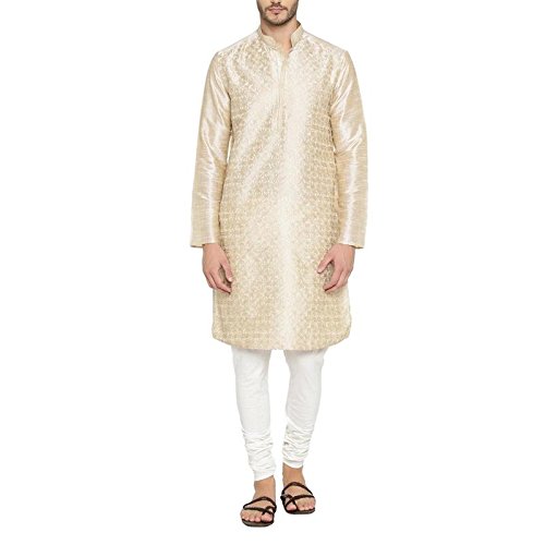 Men's Pathan Suit Kurta (110030648_Beige_M)